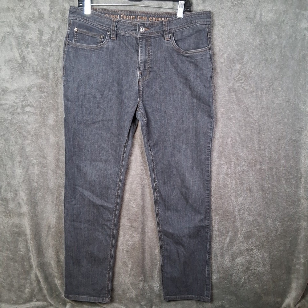 Prana Bridger Jeans Mens Size 34x32 Slim Straight Gray Stretchable  Casual Denim